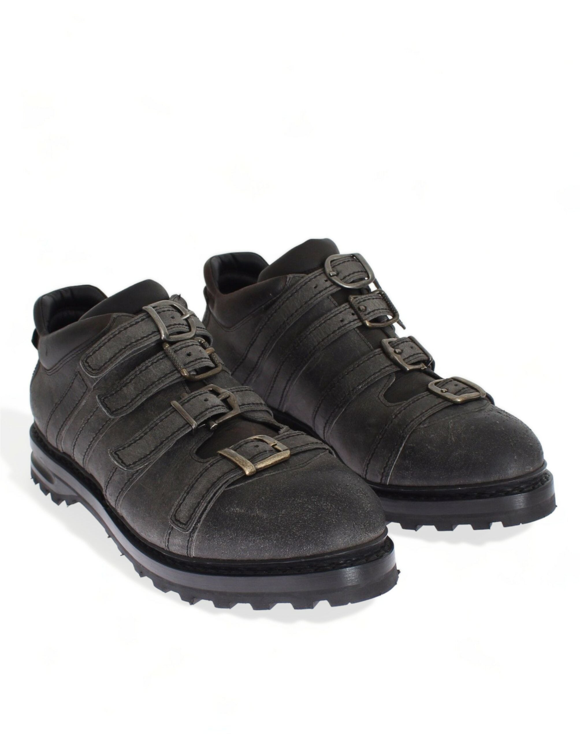 Dolce & Gabbana Elegant Gray Leather Ankle Men's Boots