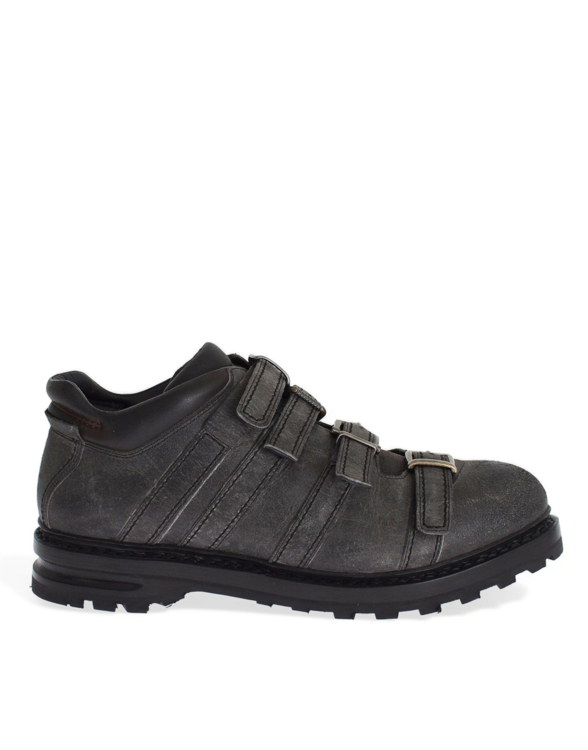 Dolce & Gabbana Elegant Gray Leather Ankle Men's Boots