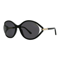 Tom Ford Sunglasses Geometric Semi Rim, Shiny Black Frame and Smoke Lens FT109001A