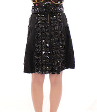 Dolce & Gabbana Black Crystal Handmade Above Knee Women's Skirt