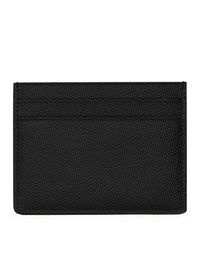 Saint Laurent Men Saint Laurent Paris Black Textured Leather Credit Card Holder