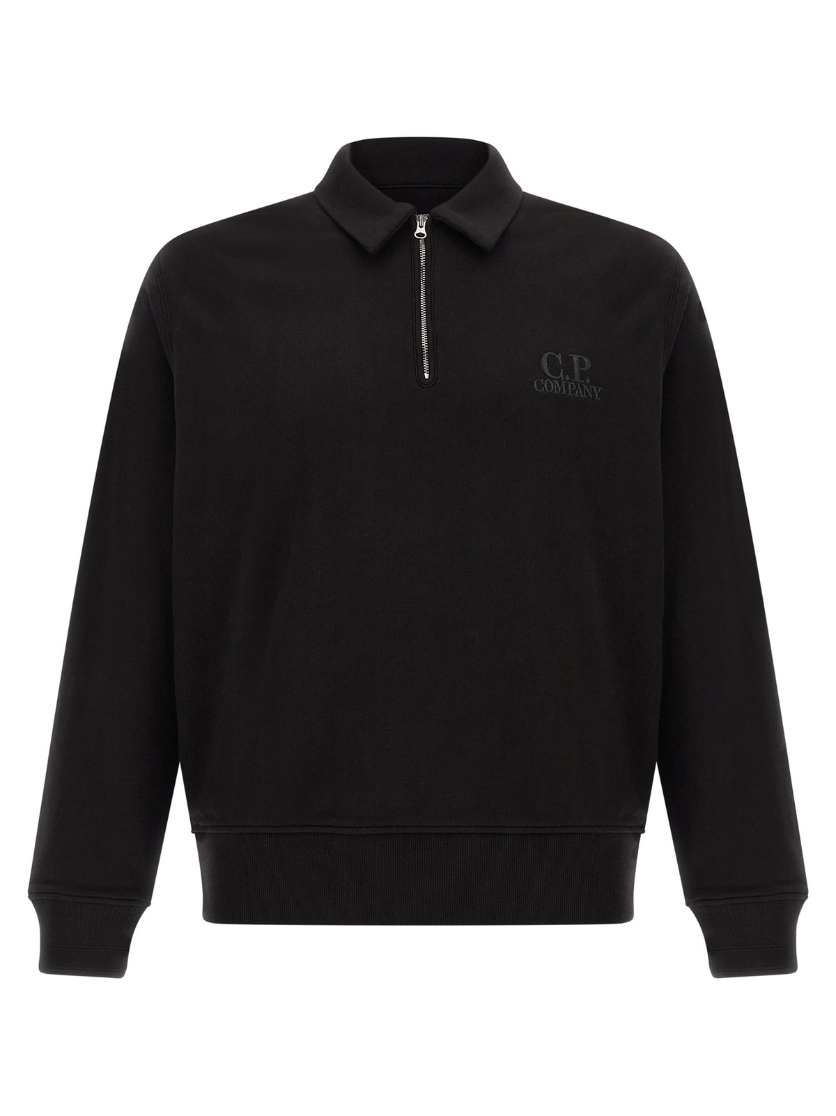 C.P. Company Men Black Cotton Fleece Sweatshirt