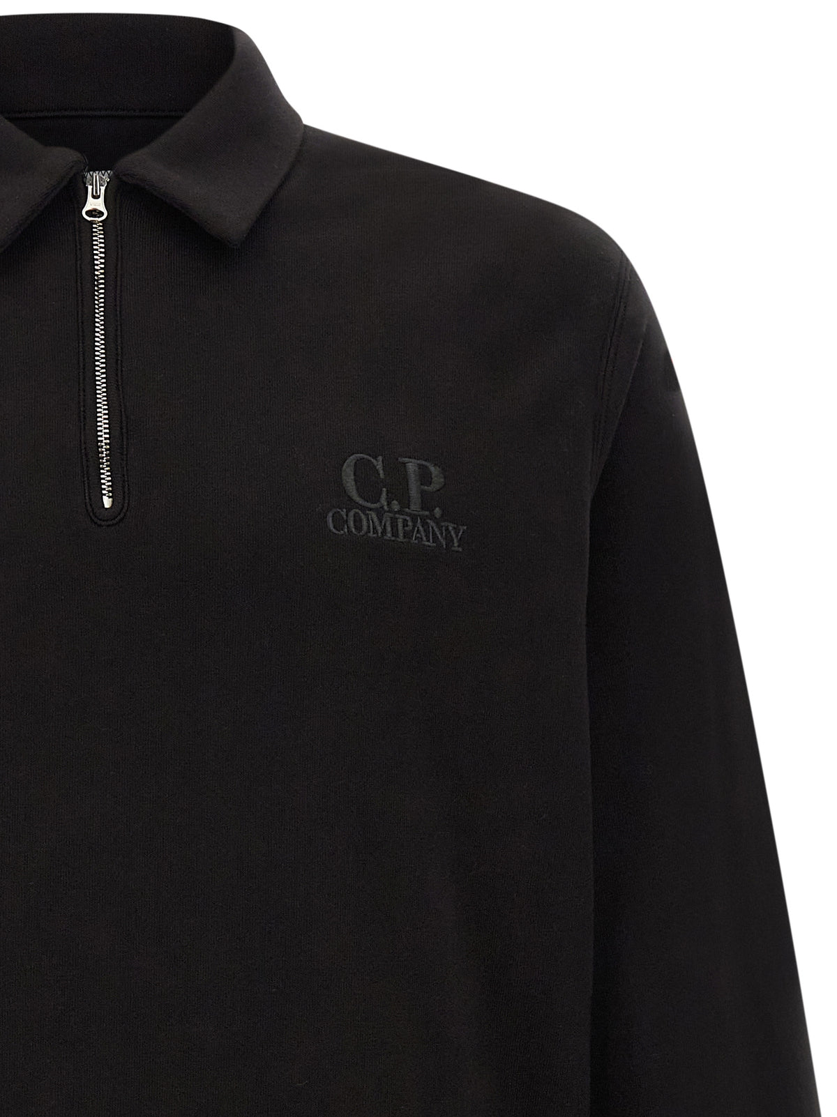 C.P. Company Men Black Cotton Fleece Sweatshirt