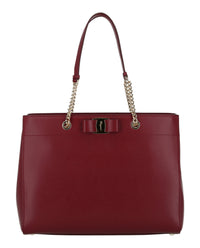 Ferragamo Womens Vara Bow Smooth Leather Tote Large Carmine