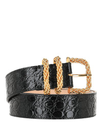 ByFar Womens Croc Embossed Katina Belt