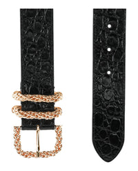 ByFar Womens Croc Embossed Katina Belt