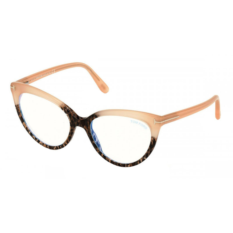 Tom Ford Tom Ford Eyeglasses Cat Eye Full Rim, ColoRed Havana Frame and Clear Blue Light Block Lenses Lens FT5674-B055