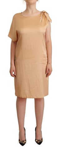 Moschino Beige One Sleeve Knee Length Shift Women's Dress