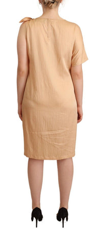 Moschino Beige One Sleeve Knee Length Shift Women's Dress