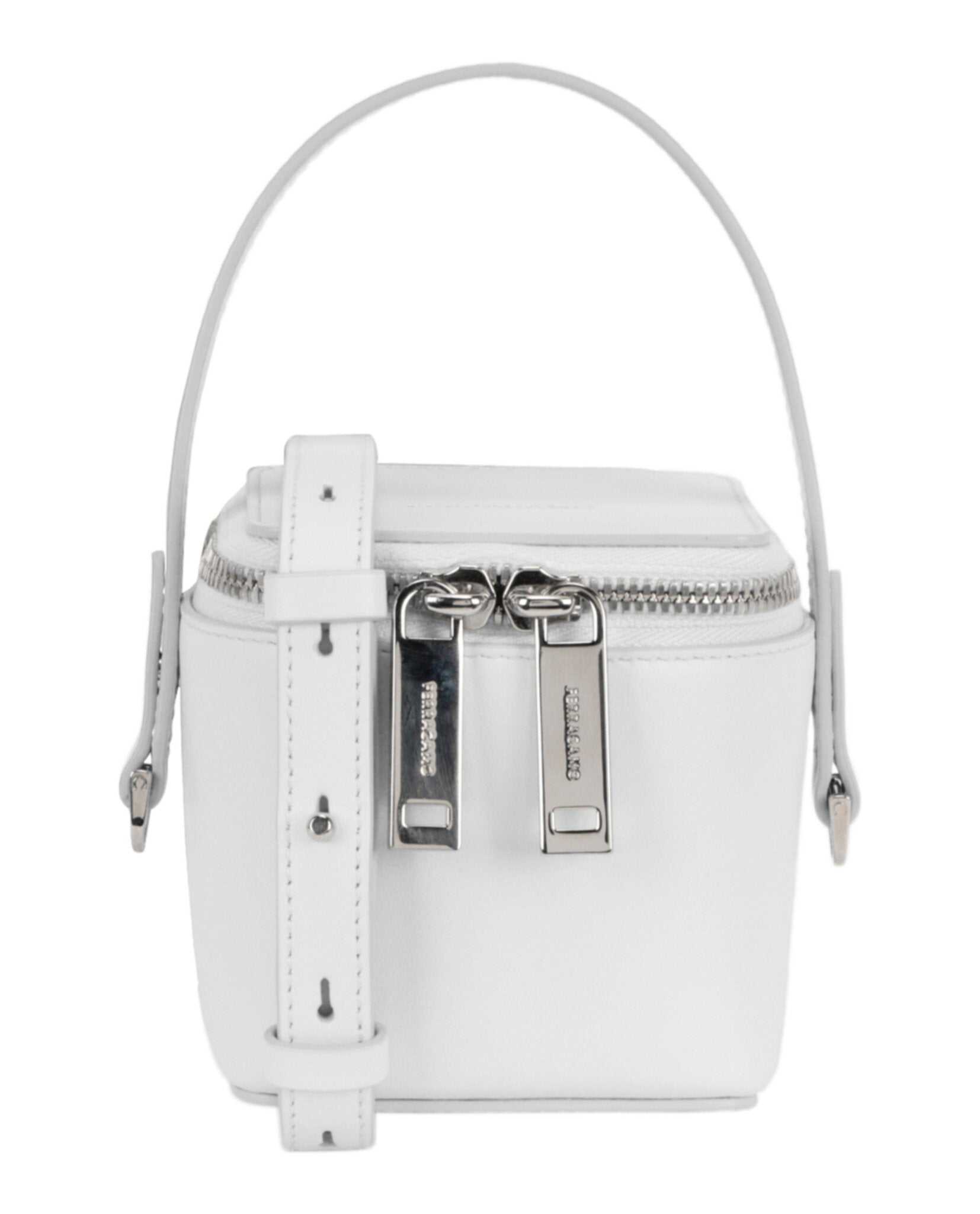 Ferragamo Womens Micro Zip-Around Shoulder Bag Small White