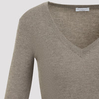Brunello Cucinelli Ribbed V-Neck Sweater Women