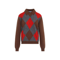 Prada Argyle Knit Polo Sweater Women