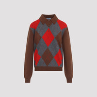 Prada Argyle Knit Polo Sweater Women