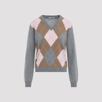 Prada Argyle V-Neck Sweater Women
