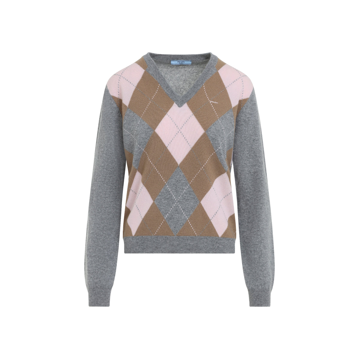 Prada Argyle V-Neck Sweater Women
