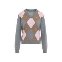 Prada Argyle V-Neck Sweater Women