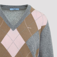 Prada Argyle V-Neck Sweater Women