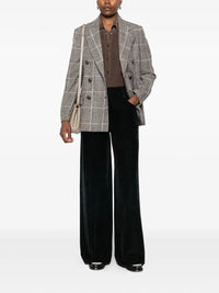 BRUNELLO CUCINELLI Brunello Cucinelli Women Alpaca And Wool Prince Of Wales Double-Breasted Blazer With Monili