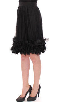 Dolce & Gabbana Black Silk Transparent Above Knees Women's Skirt