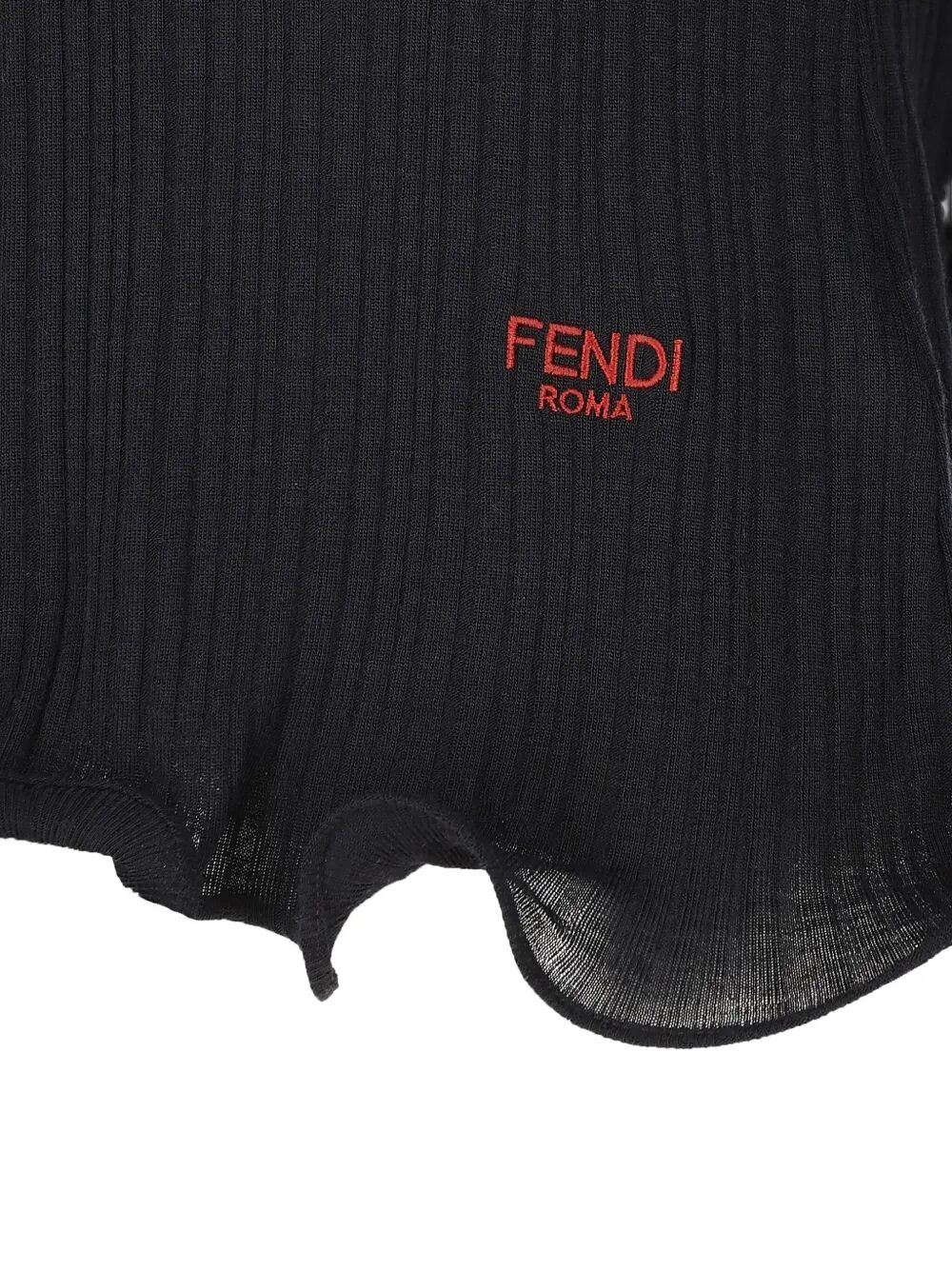 FENDI Fendi Women V-Neck Ribbed Top With Ruffles