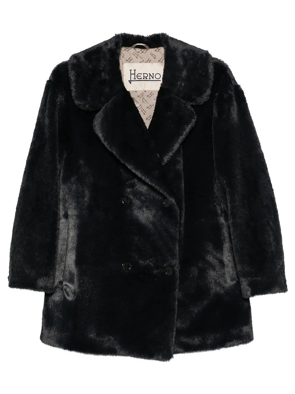 HERNO Peacoat In Tocco Pelliccia Effetto Castoro Women