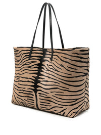 FENDI Shopper "Roll Medium" In Pelle Effetto Cavallino Stampa Tigrata Women
