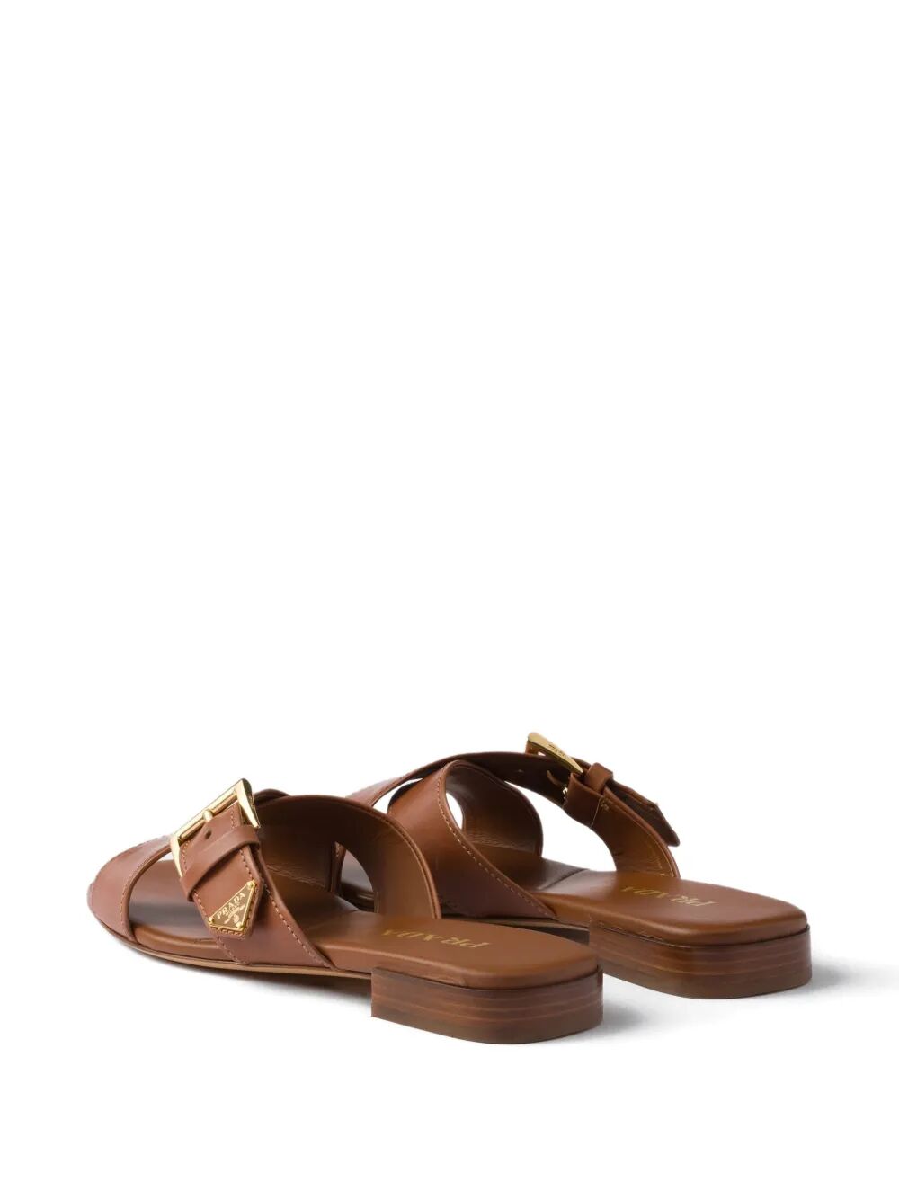 PRADA Leather Crisscross Slides With Buckle Women