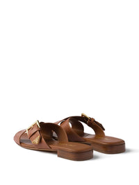 PRADA Leather Crisscross Slides With Buckle Women