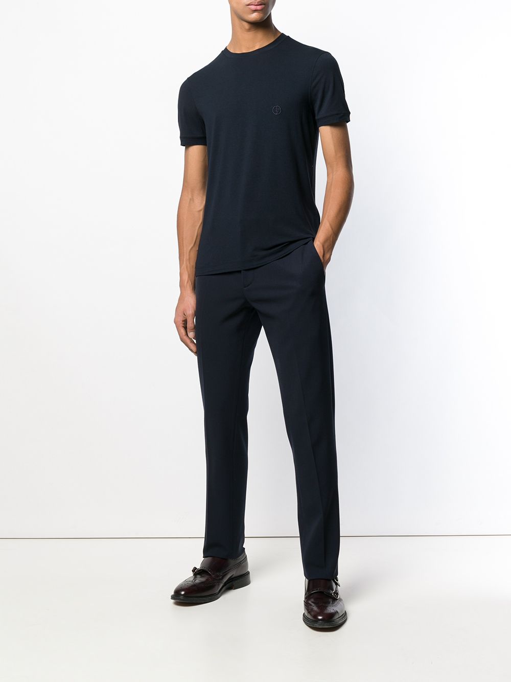 Giorgio Armani Men Stretch Viscose Jersey Crew Neck T-Shirt