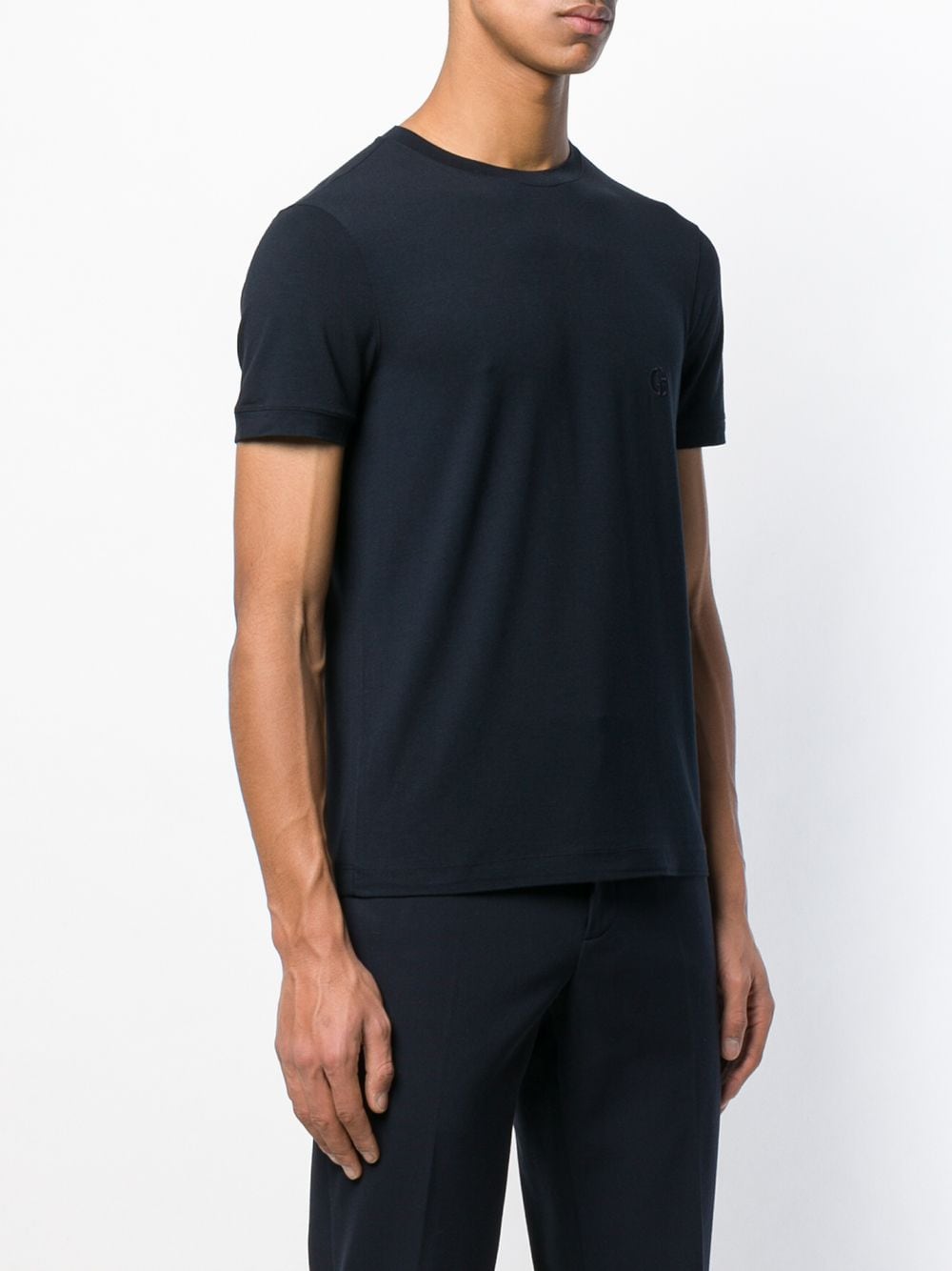 Giorgio Armani Men Stretch Viscose Jersey Crew Neck T-Shirt
