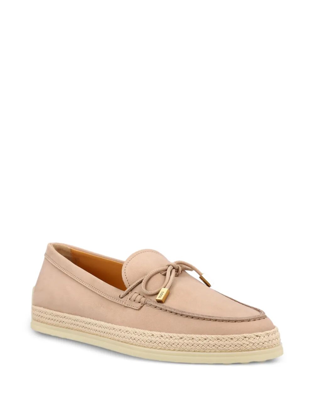 Tod's Women Raffia Weaving Silky Nubuck Loafers