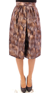 Dolce & Gabbana Brown Floral Silk Straight Full Women's Skirt