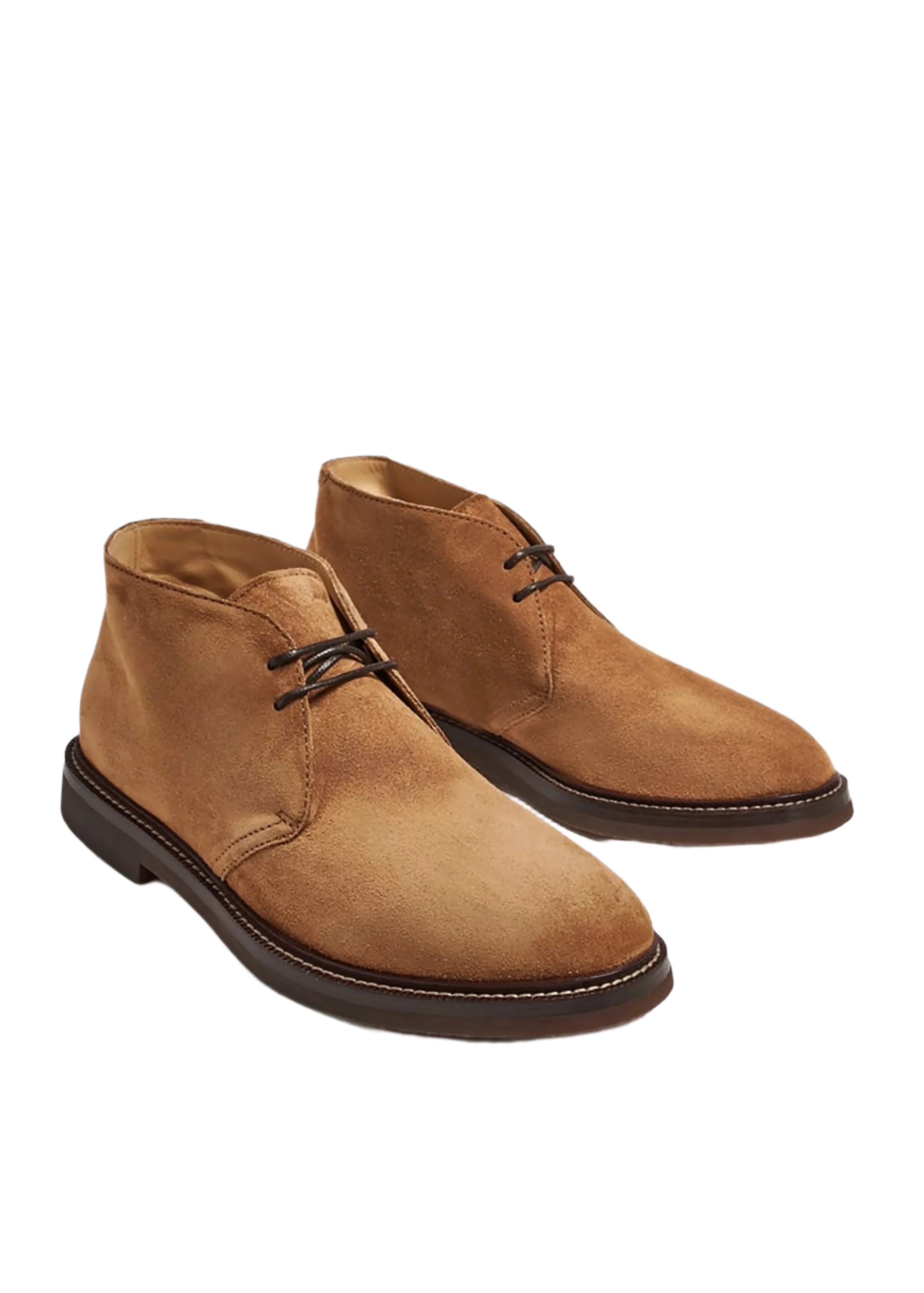 Brunello Cucinelli Tobacco Suede Chukka Boots with Welt Stitching