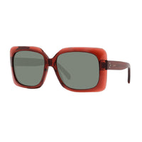 Celine Geometric Full Rim, with a Shiny Red frame and Green lens. Red