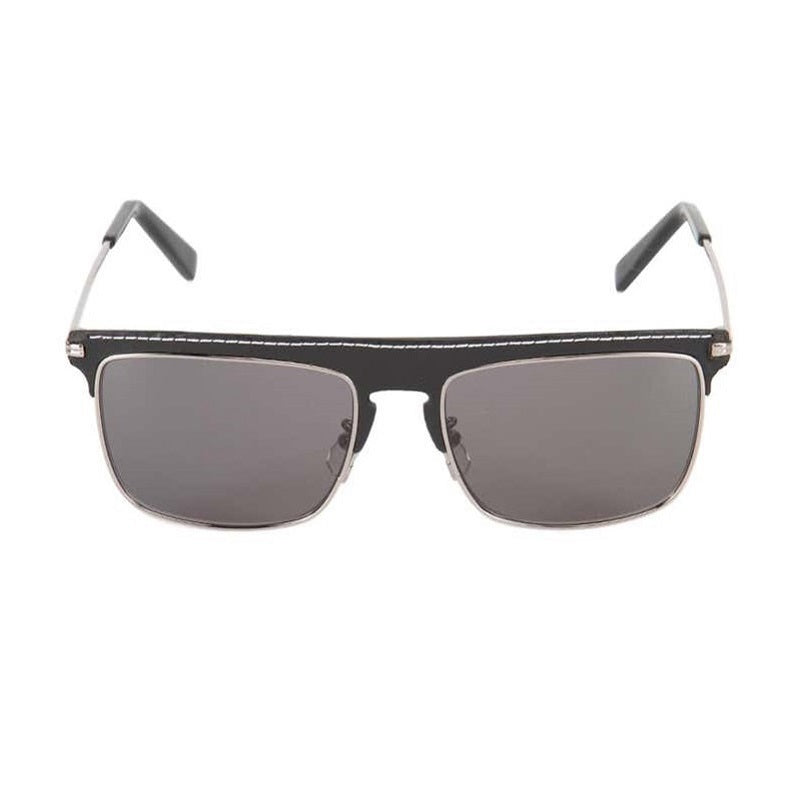 Loewe Loewe Sunglasses Square Full Rim, Silver Black Leather Frame and Smoke Lens LW40006U20A