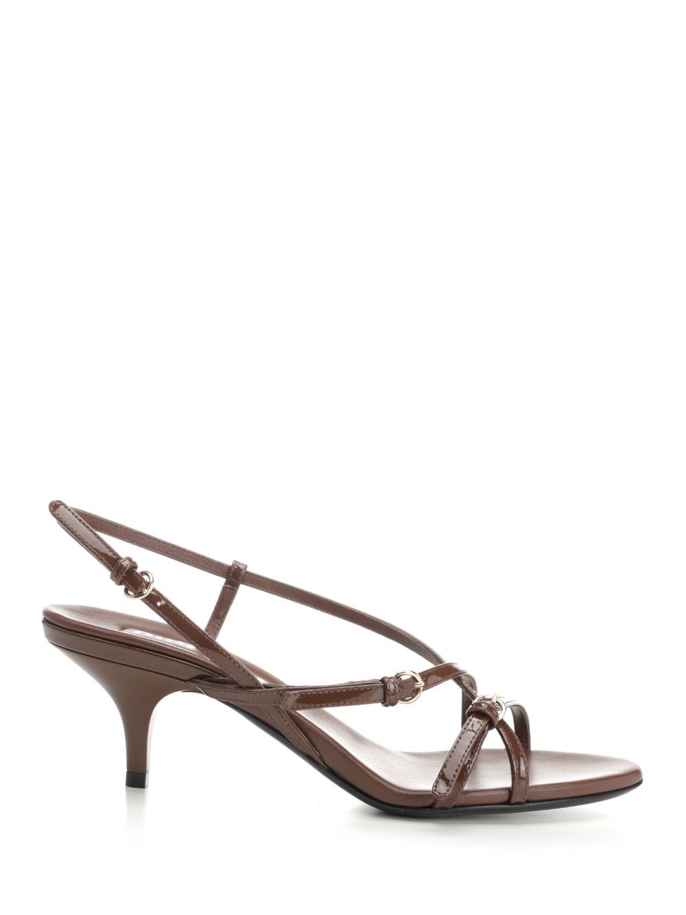 Miu Miu Women Patent Leather Sandals With Mini Buckles