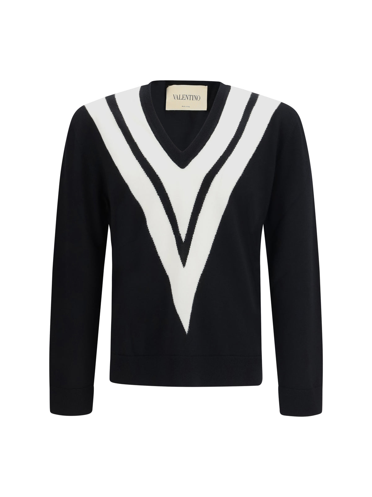 VALENTINO Valentino Men Sweater In Virgin Wool With Intarsia V Detail