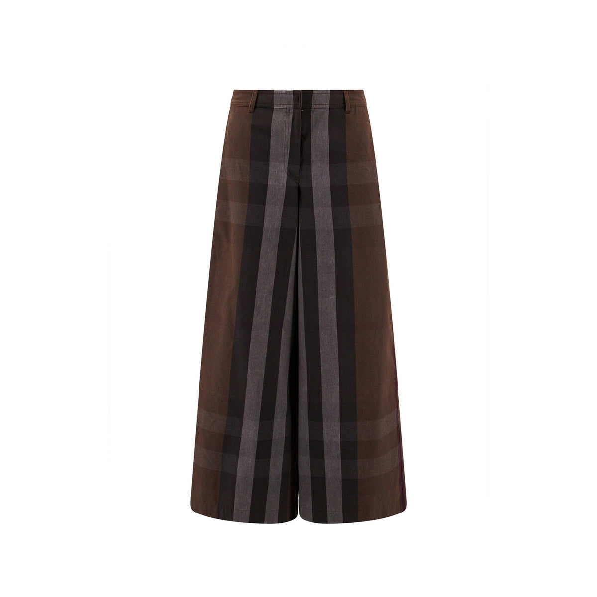 Burberry Checked Wide Leg Canvas Pants Women
