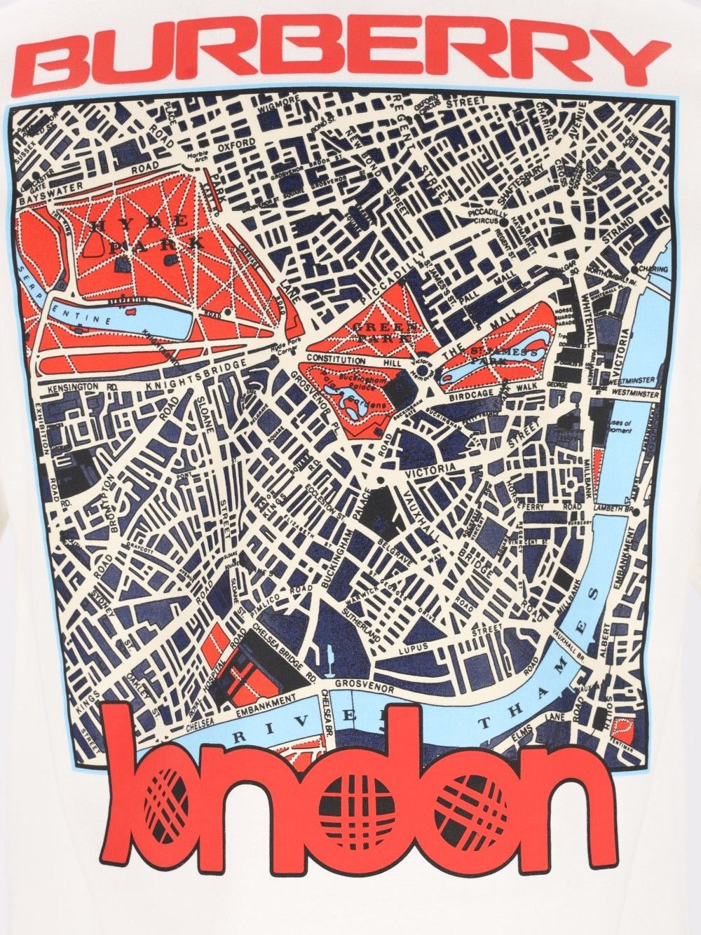 Burberry Men London Map Cotton T-Shirt