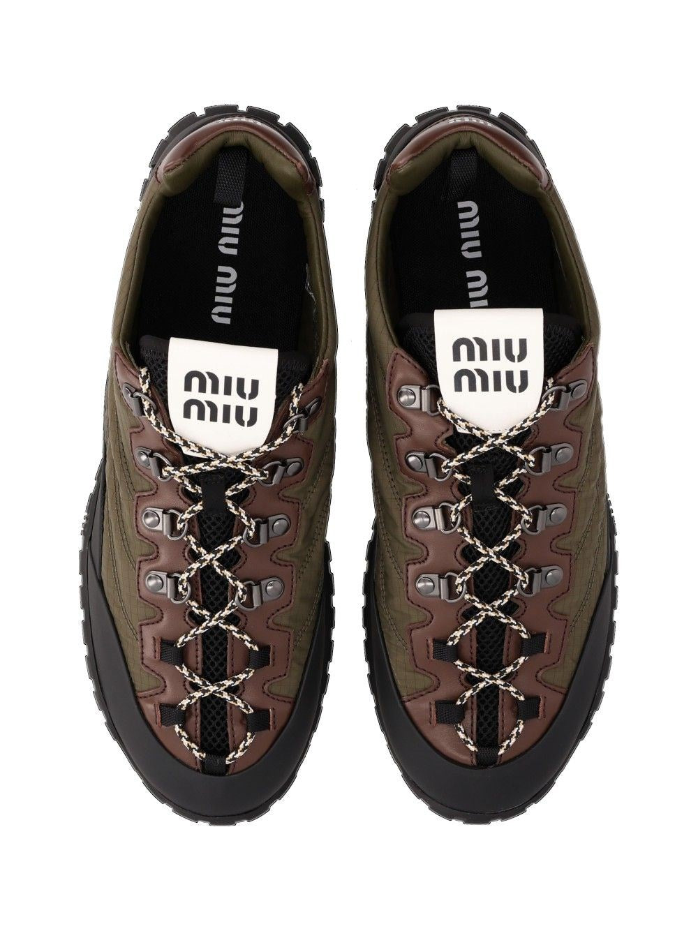 Miu Miu Women "Tyre" Sneakers In Technical Fabric And Leather