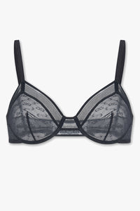 Eres Patterned Sheer Mesh Underwire Bra Black
