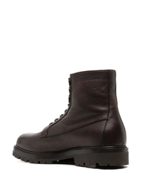 Brunello Cucinelli Pebbled Shearling Leather Lace-Up Lug Sole Boots