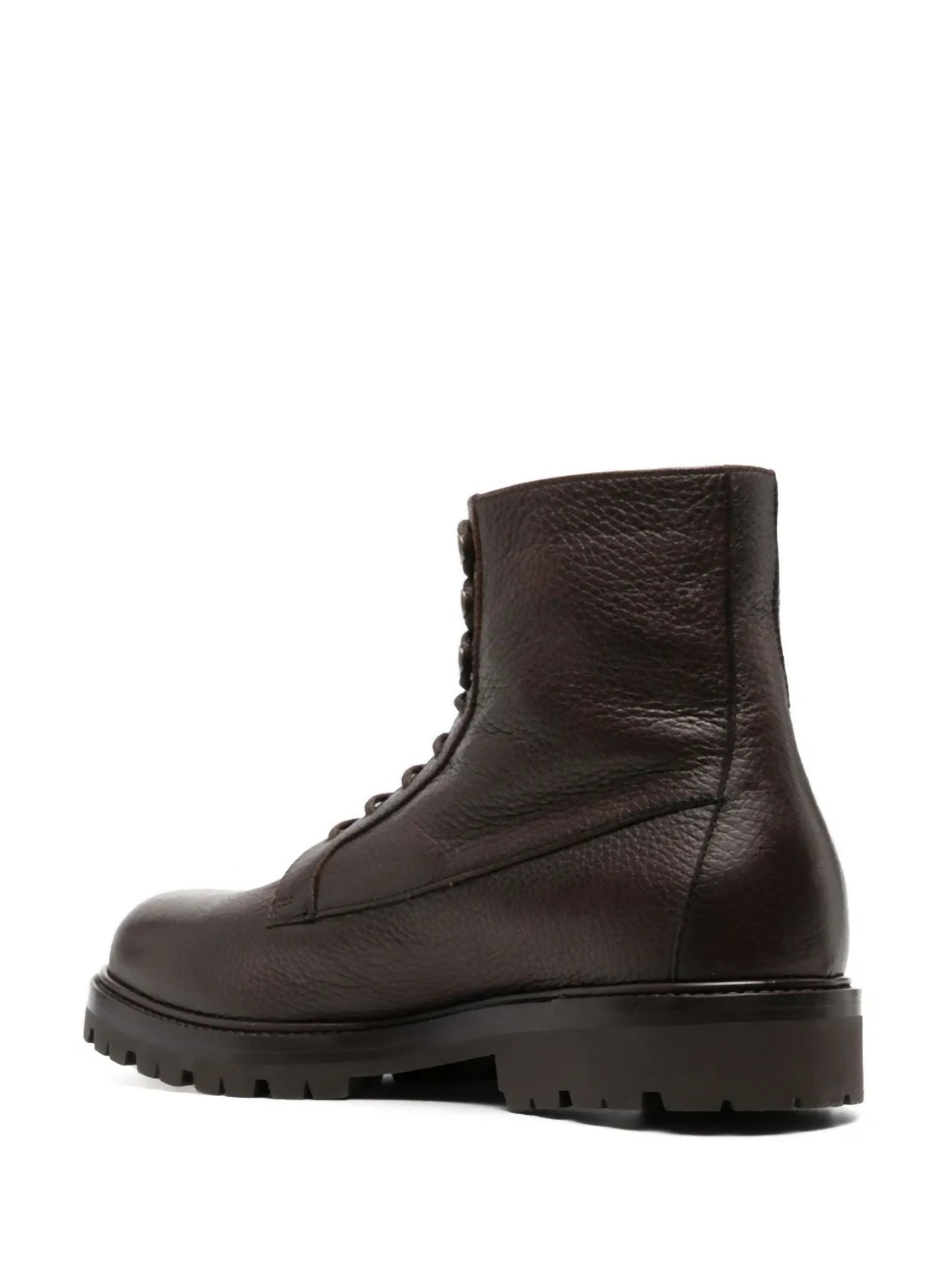 Brunello Cucinelli Pebbled Shearling Leather Lace-Up Lug Sole Boots