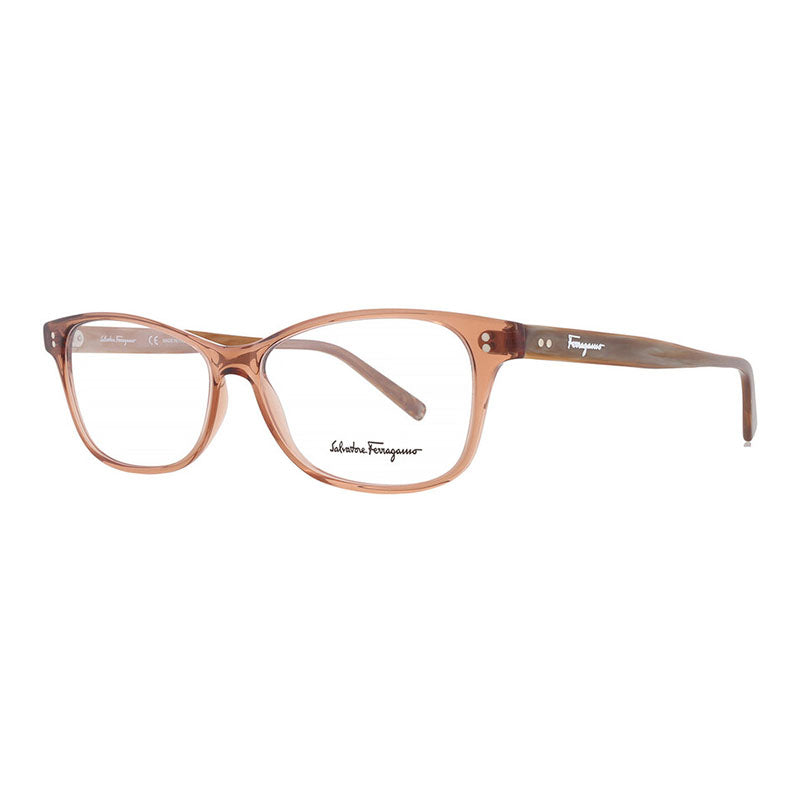Salvatore Ferragamo Eyeglasses Rectangle Full Rim, Transparent Brown/Brown Marble Frame and Clear Demo Lenses Lens SF2910231