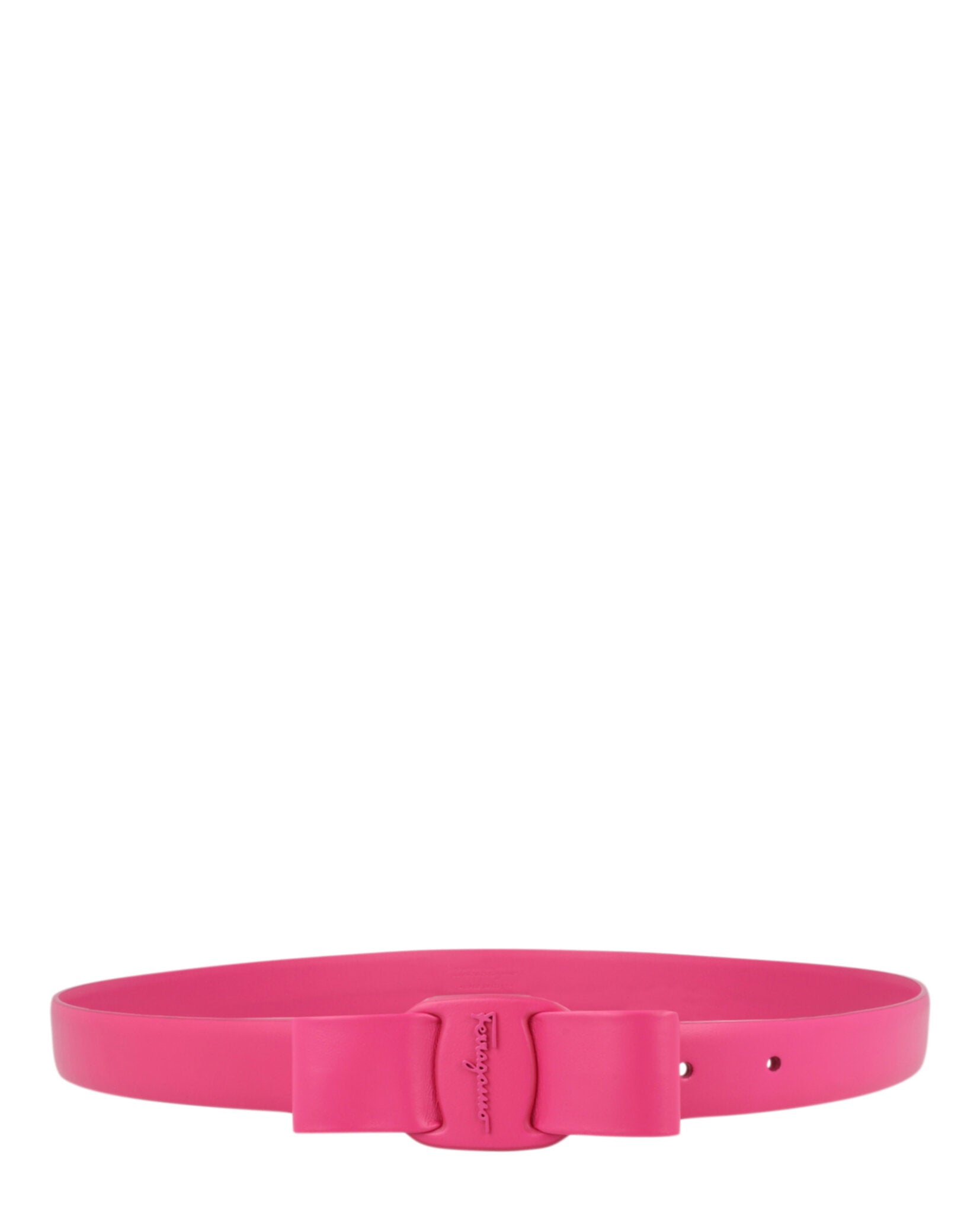 Ferragamo Womens Vara Bow Skinny Belt 46 Pink