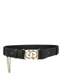 Ferragamo Womens Gancini Link Chain Belt 46 Black