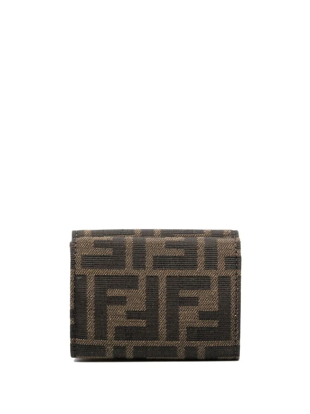 FENDI Fendi Women Baguette Micro Trifold Jacquard Ff Fabric Wallet