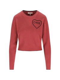 CHLOE Chloe Women Cropped Fitted Wool Knit Logo Sweater