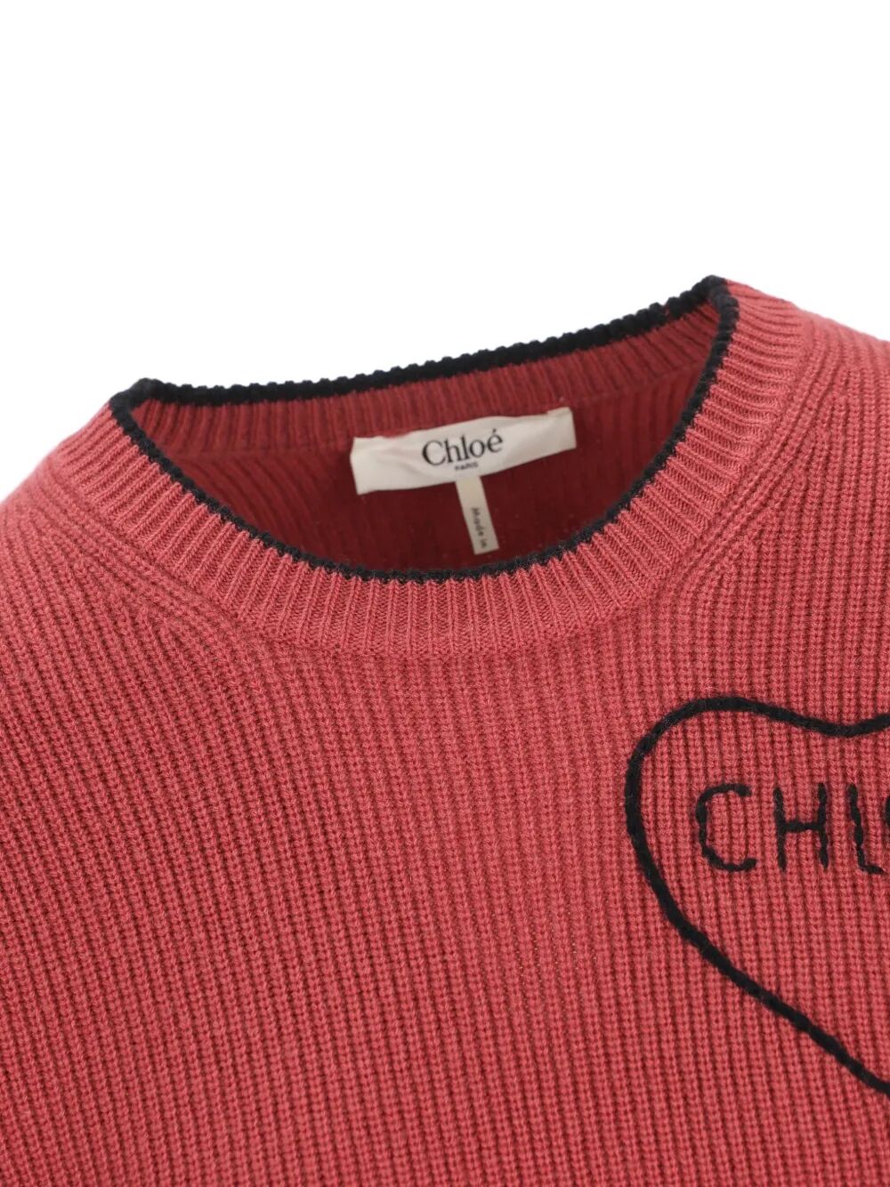 CHLOE Chloe Women Cropped Fitted Wool Knit Logo Sweater