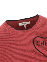 CHLOE Chloe Women Cropped Fitted Wool Knit Logo Sweater